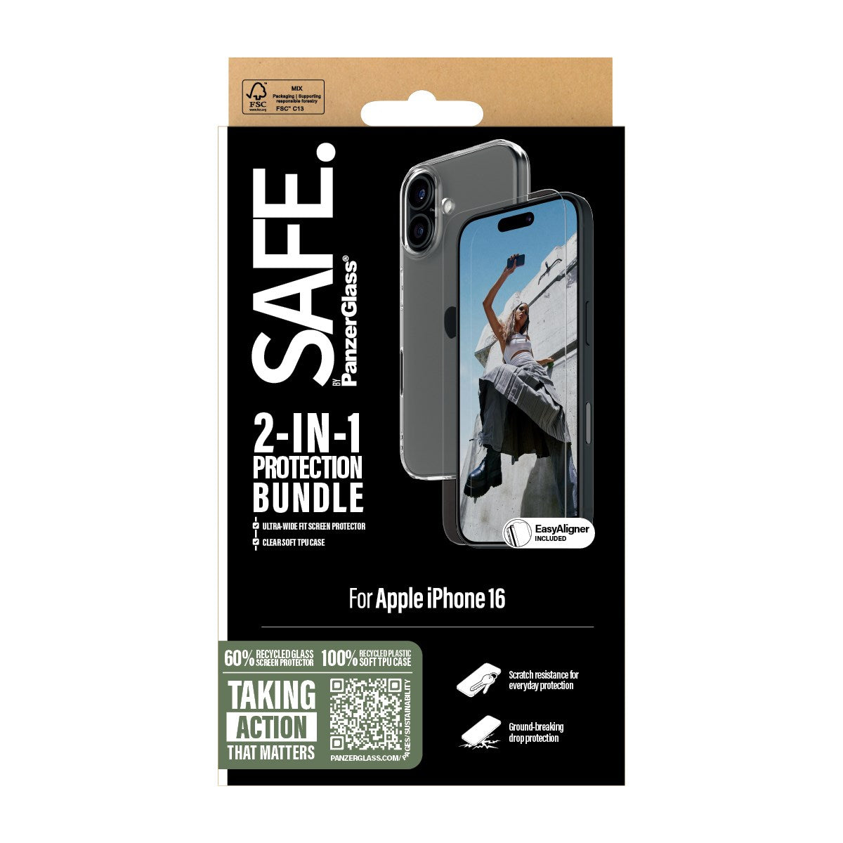 SAFE. by PanzerGlass® 2-in-1 Beskyttelsespakke iPhone 16